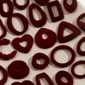 DIY burgundy velvet jewelry accessories in various geometric shapes for earring crafts