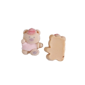 Cute flocked bear resin charms for DIY hair accessories and jewelry making projects