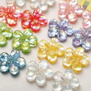 Translucent Iridescent Sequin Five Petal Flower Resin Charms For DIY Earrings Hairpins Phone Case Jewelry Making Accessories