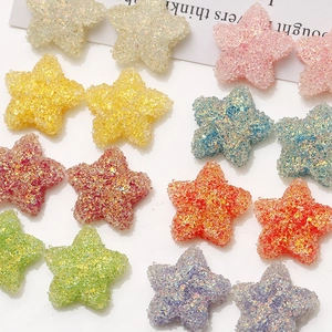Candy Color Star Shaped Resin Patches With Sugar Texture Sequin Star Charms For DIY Jewelry Making Hair Clip Phone Case