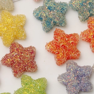 Colorful 20mm frosted resin star charms with sparkling glitter for DIY jewelry making