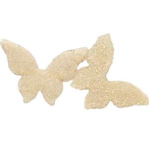 Sparkling cream butterfly resin charms with iridescent micro-beads for DIY jewelry making