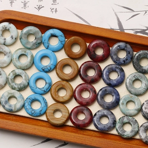 Chinesischer Stil Naturstein Donut Perlen Bunte Gefleckte Textur Rundloch Perlen Für DIY Schmuck Ohrring Zubehör