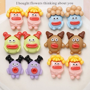 Funny Cartoon Monster Resin Cabochon Flatback Patch Cute Sausage Big Mouth Charms For DIY Jewelry Making Hair Clip Decor