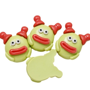Cute green mushroom monster resin flatback charms with red lips for DIY jewelry making