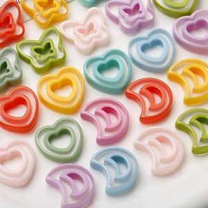 Resin Hollow Butterfly Heart Crescent Moon Charms For DIY Jewelry Making Fresh Macaron Color Resin Accessories For Handcraft