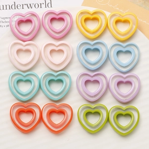 Colorful double-layered hollow heart resin accessories set of 16 for DIY jewelry