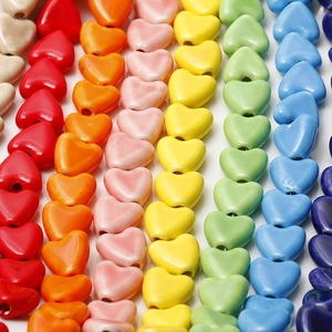 Perles en céramique en forme de cœur aux couleurs de l'arc-en-ciel pour bijoux DIY