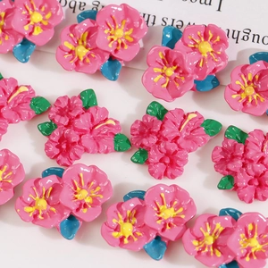 Pink Resin Flower Cabochons Flatback Hibiscus Floral Charms For DIY Hair Clips Jewelry Making Accessories Crafting Supplies