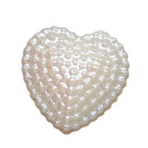 Pearlescent white heart-shaped acrylic DIY accessory with textured beaded surface finish