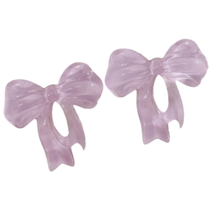 Pair of light purple translucent resin bow accessories for DIY jewelry making and crafts