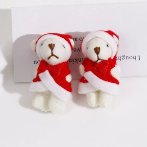Christmas plush white bear figurines wearing red hats and cloaks for holiday DIY crafts