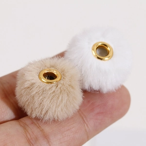 Zachte 20mm pluche ronde kralen met gouden ring voor DIY sieraden en haaraccessoires