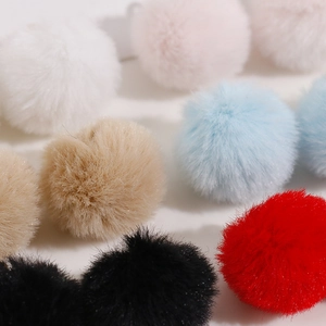 Fluffy 20mm colorful faux fur pompom charms with hanging loop for DIY jewelry making