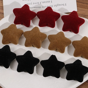 Flocked velvet star beads in wine red and brown for DIY jewelry making accessories