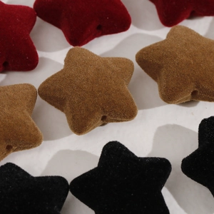 Velvet flocked star-shaped beads for jewelry making in red brown and black colors