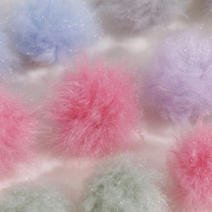 Pastel plush pom-poms with glitter threads for DIY earrings and jewelry accessories