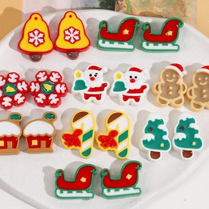 Christmas Series Resin Charms For DIY Crafts Gingerbread Man Santa Claus Snowflake Flatback Charms For Phone Case Decor Jewelry Making