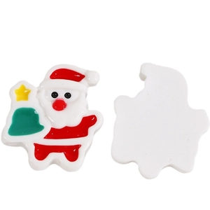 DIY Christmas resin patch featuring Santa Claus and tree with a flat back surface