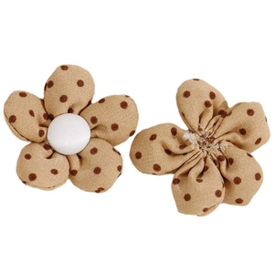 Par de flores de tela de lunares caqui hechas a mano para pinzas de pelo o decoración DIY