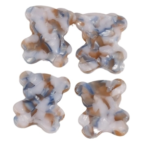 Set di 4 orsetti in acetato per fai da te con texture marmorizzata blu e marrone