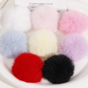 Large Soft Artificial Rabbit Fur Pom Poms For DIY Jewelry Headwear Making Flat Back Faux Fur Pompom Handmade Craft Material