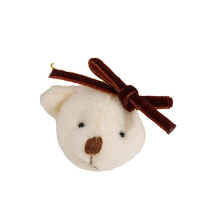 Cute plush cream bear accessory with a brown velvet bow for DIY hair accessories