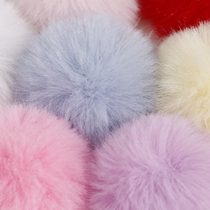 Soft 50mm faux rabbit fur pom poms with glitter tinsel for DIY hair accessory making