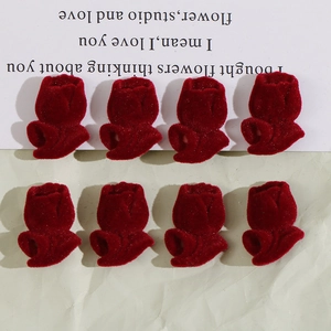 Parche de Resina de Flor de Tulipán Rojo Vino Flocado de Doble Cara Accesorios de Joyería DIY para Pendientes Clip de Pelo