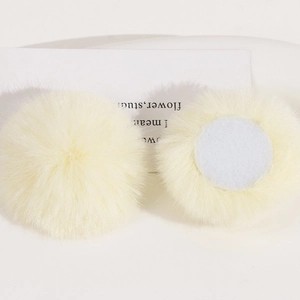 Soft cream faux rabbit fur pompom with adhesive backing for DIY accessory crafts