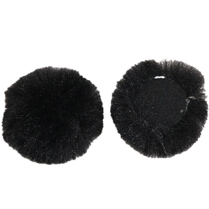 Pair of 50mm soft black faux rabbit fur plush balls for DIY hair accessories and crafts