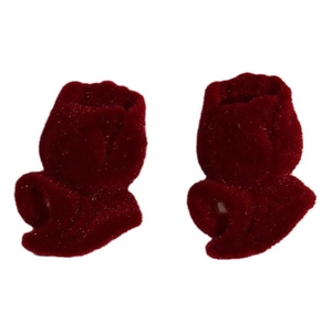 Cajita de terciopelo roja con forma de rosa para joyas y pendientes de mujer