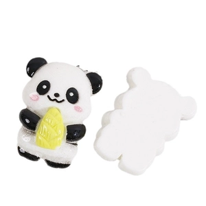 Cute panda with bamboo resin flatback charm for DIY hair clips and jewelry accessories