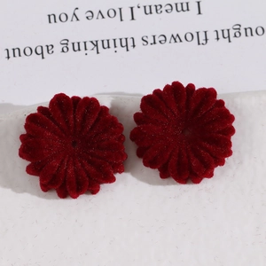 DIY velvet daisy flower accessories in deep burgundy for jewelry making and hair clips