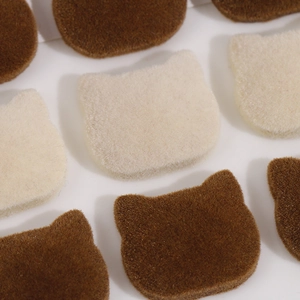 Cute flocked cat head resin accessories in brown and white for DIY jewelry making