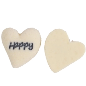 Süße herzförmige beigefarbene Flock-Accessoires mit schwarzer Happy-Bestickung