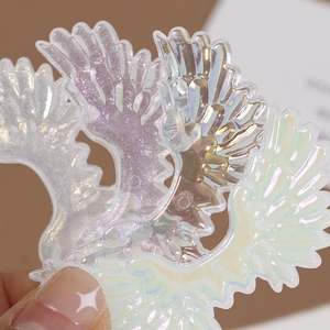Iridescent acrylic angel wing charms with holographic glitter for DIY jewelry making