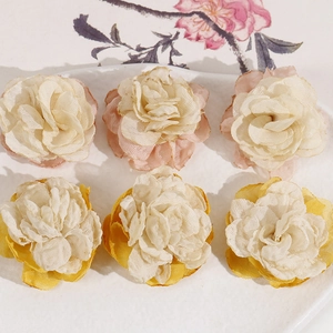 Handmade Tulle Mesh Fabric Rose Flower Charms For DIY Jewelry Making Sweet Hair Accessories Wedding Craft Decoration Parts