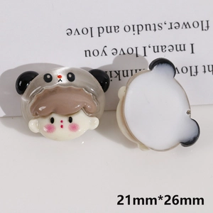 Macro view of panda-shaped resin charm for DIY accessories, size 21mm by 26mm
