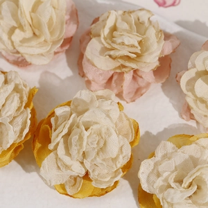 Sweet fabric mesh rose flower hair accessory with multi-layer chiffon petals in pastel colors