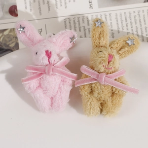 Pendentifs lapins en peluche avec nœuds en velours et étoiles pour bijoux DIY