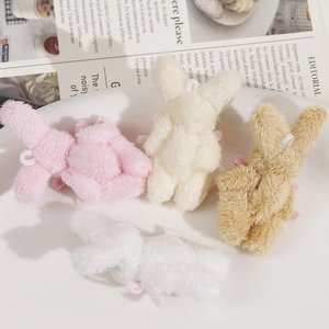 Pendentifs de lapins en peluche colorés avec nœuds pour porte-clés et accessoires DIY