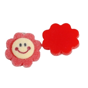 Red and yellow flocked resin flower patches for DIY jewelry and hair accessories