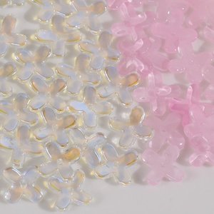 DIY Gradient AB Color Glass Flower Beads for Jewelry Making Accessories in Pink and White