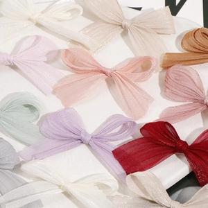 Colorful handmade mesh tulle bow hair clips with glitter finish for women DIY hair styling