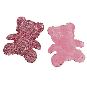 Pink sparkly bear resin flatback charms with rhinestones for DIY accessories and crafts