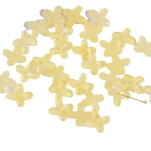 Translucent yellow four-petal flower beads for DIY jewelry making with pre-drilled holes