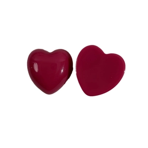 Glossy rose red heart-shaped resin charms for DIY earrings and hair accessories