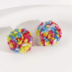 Detail showing 30mm colorful plush yarn balls with soft texture for DIY jewelry making