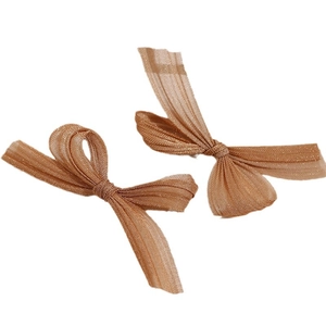Elegant handmade metallic mesh bow hair clips in bronze gold for women hair styling